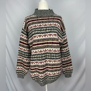 Carly Blake multi colored mock turtleneck pull over cotton sweater women’s M